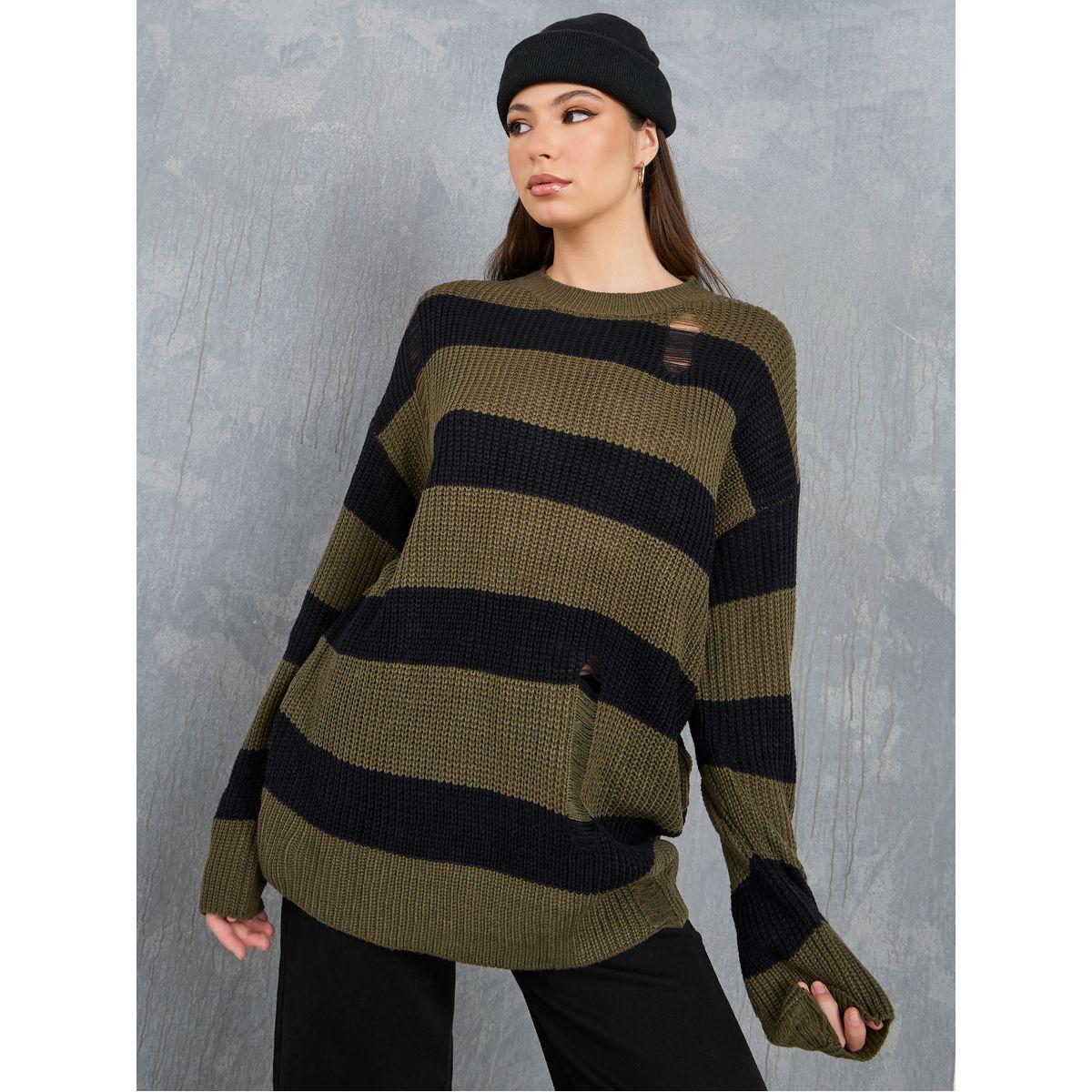سويتر واسع بتفاصيل ممزقة-women-clothing-cardigansandjumpers-jumpers-image-1