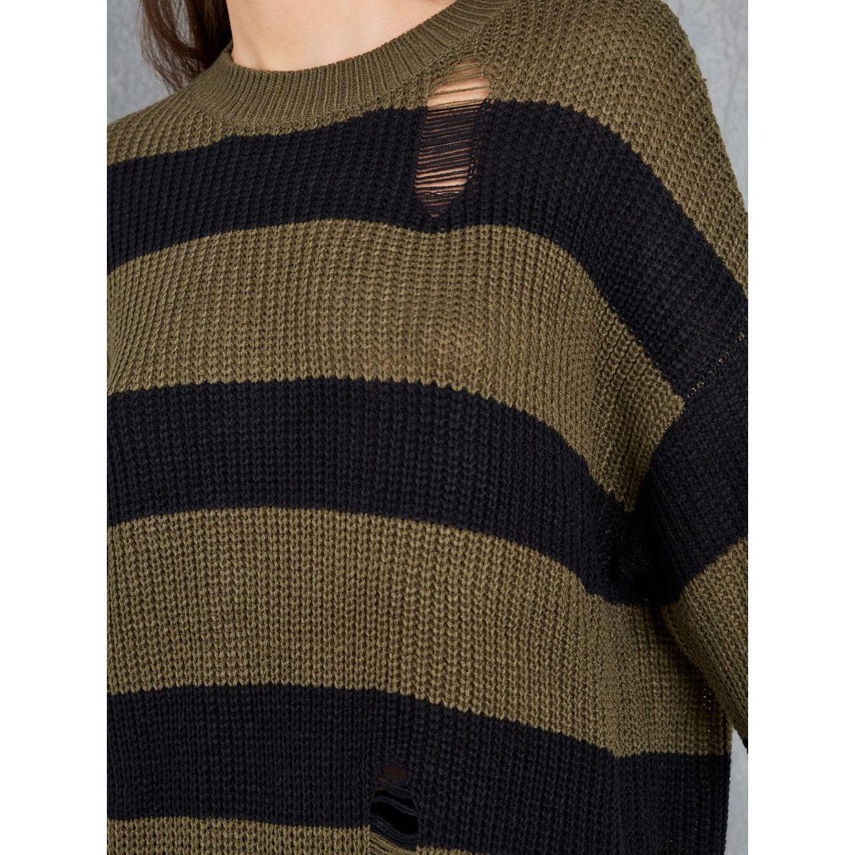 Styli Distressed Oversized Color Block Stripe Detail Sweater-women-clothing-cardigansandjumpers-jumpers-image-3