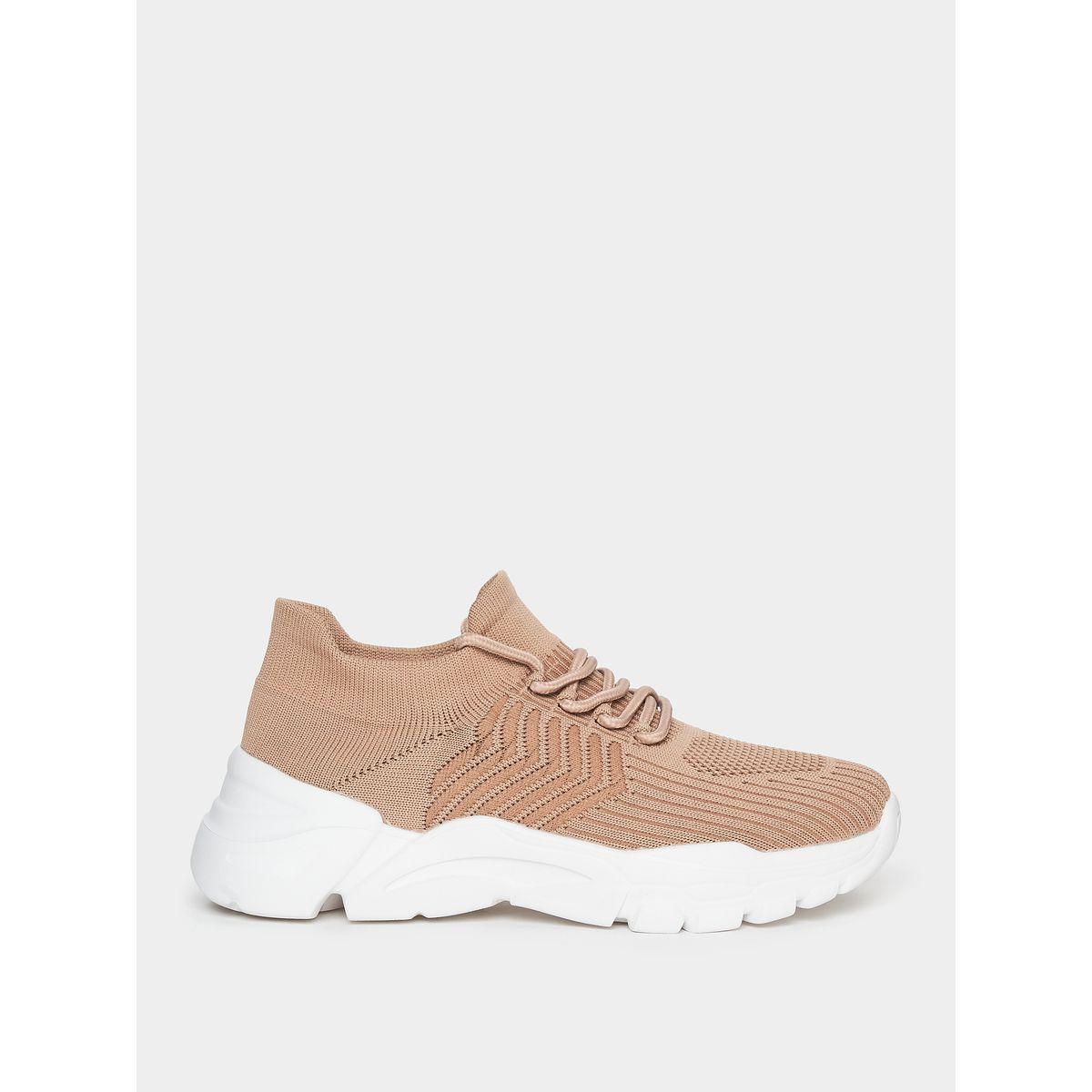 Styli Breathable Textured Lace Up Sneakers-women-shoes-sneakers-image-1
