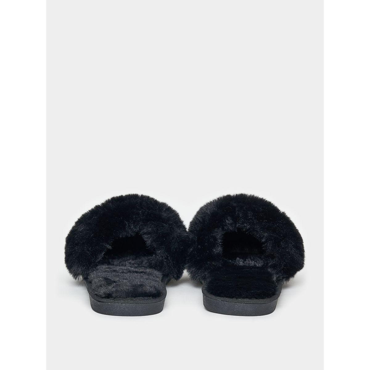 Styli Chain Embellished Fluffy Bedroom Slippers-women-shoes-bedroomslippers-image-4