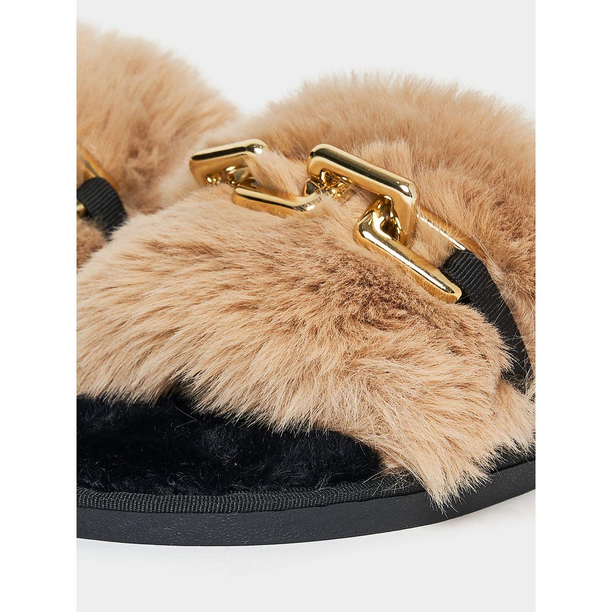 Styli Chain Embellished Fluffy Bedroom Slippers-women-shoes-bedroomslippers-image-6