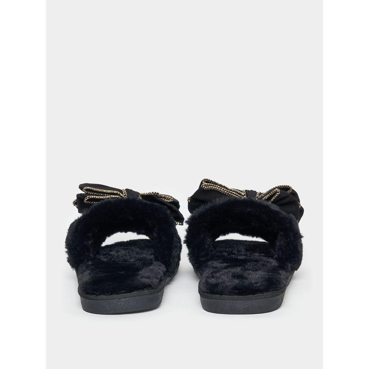Styli Big Bow Detail Fluffy Bedroom Slippers-women-shoes-bedroomslippers-image-4