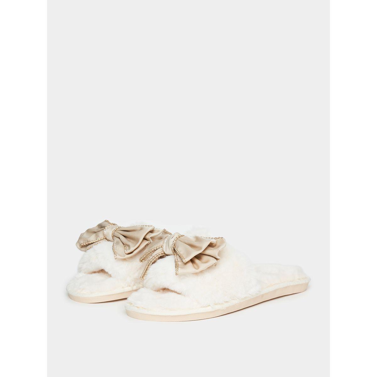Styli Big Bow Detail Fluffy Bedroom Slippers-women-shoes-bedroomslippers-image-3