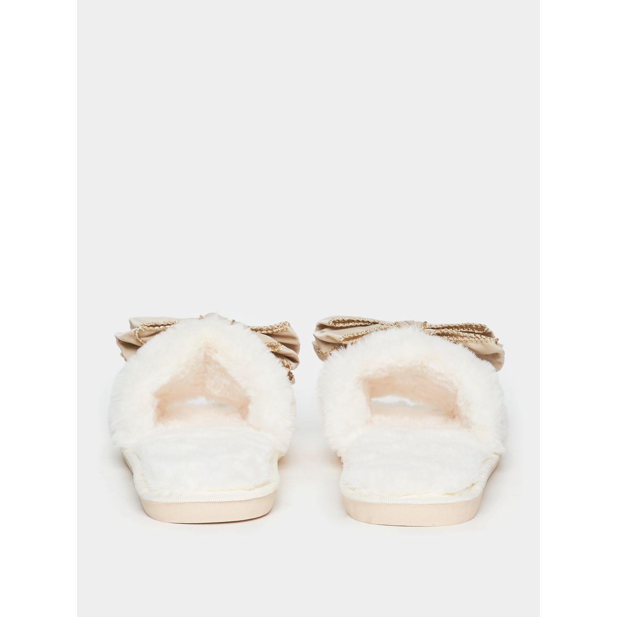 Styli Big Bow Detail Fluffy Bedroom Slippers-women-shoes-bedroomslippers-image-4
