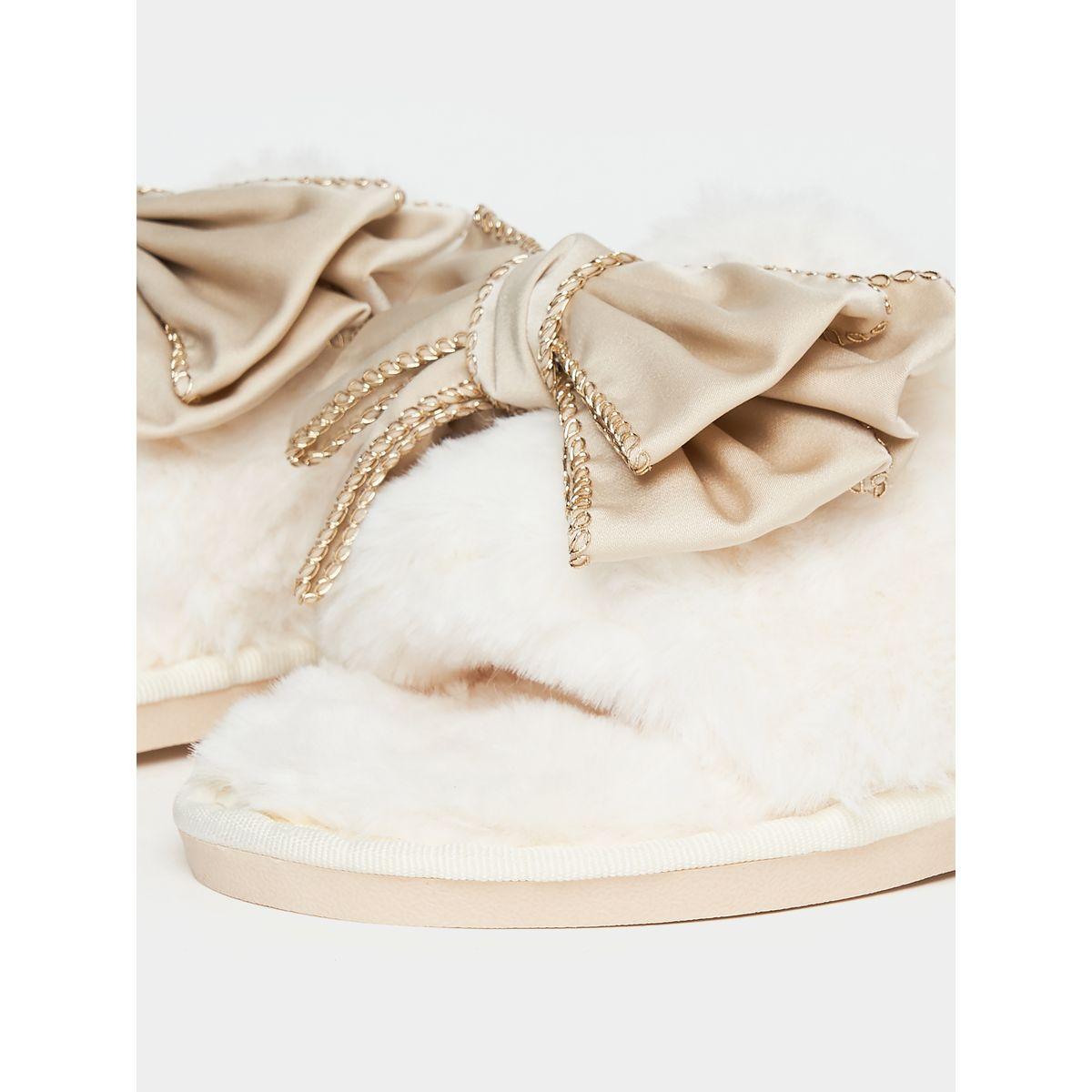 Styli Big Bow Detail Fluffy Bedroom Slippers-women-shoes-bedroomslippers-image-6