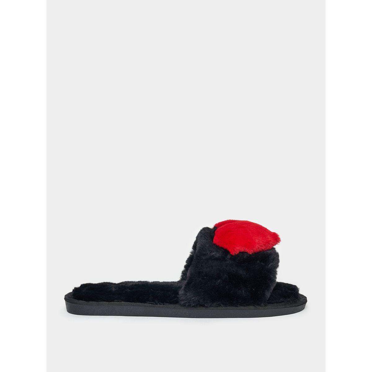 Styli Heart Detail Fluffy Bedroom Slippers-women-shoes-bedroomslippers-image-2