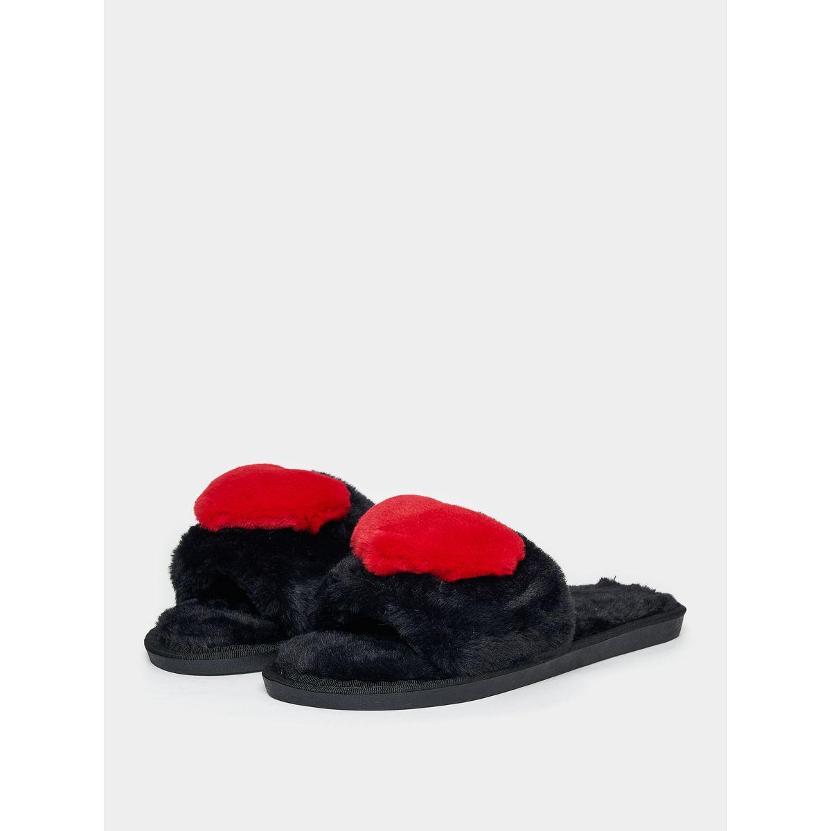 Styli Heart Detail Fluffy Bedroom Slippers-women-shoes-bedroomslippers-image-3
