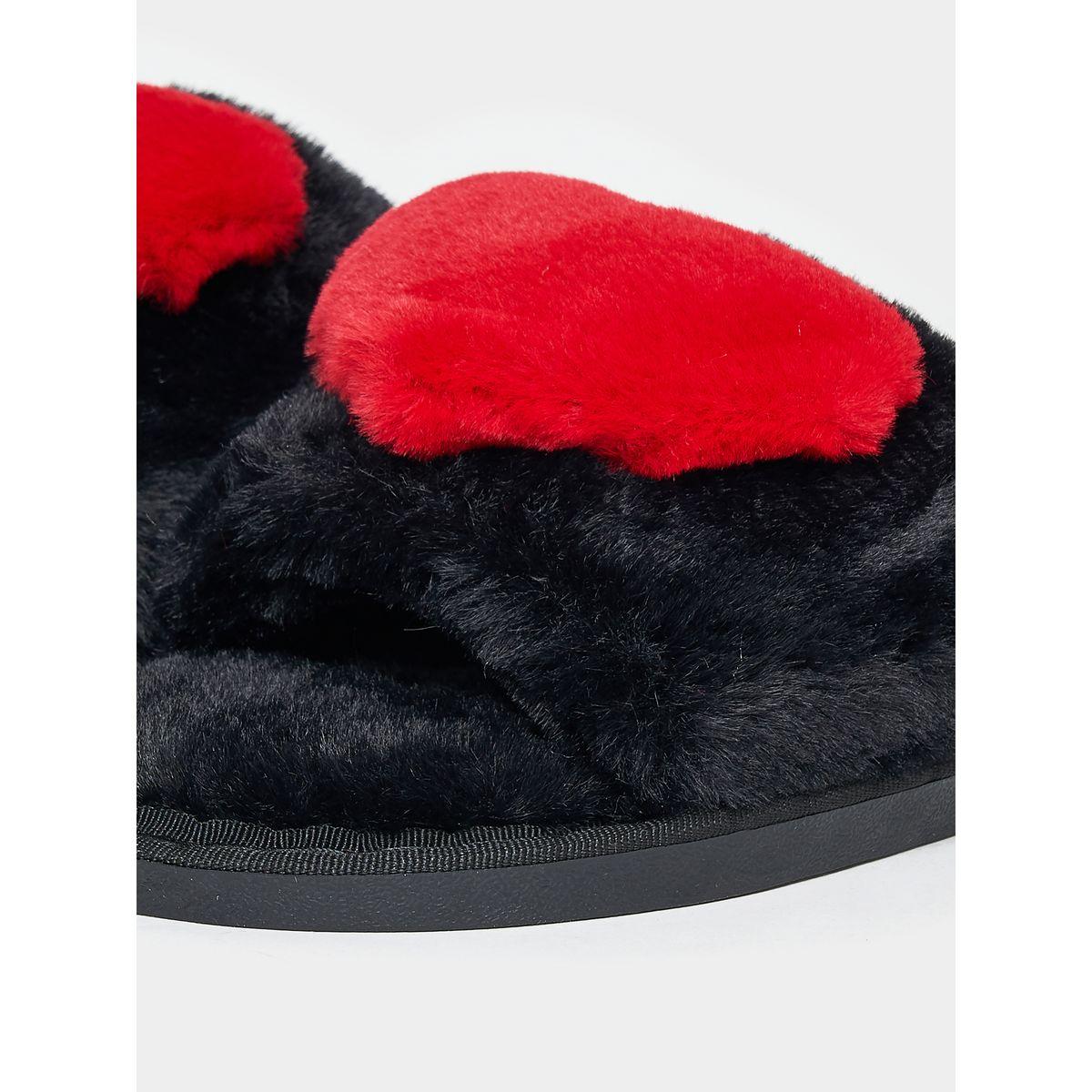 Styli Heart Detail Fluffy Bedroom Slippers-women-shoes-bedroomslippers-image-6