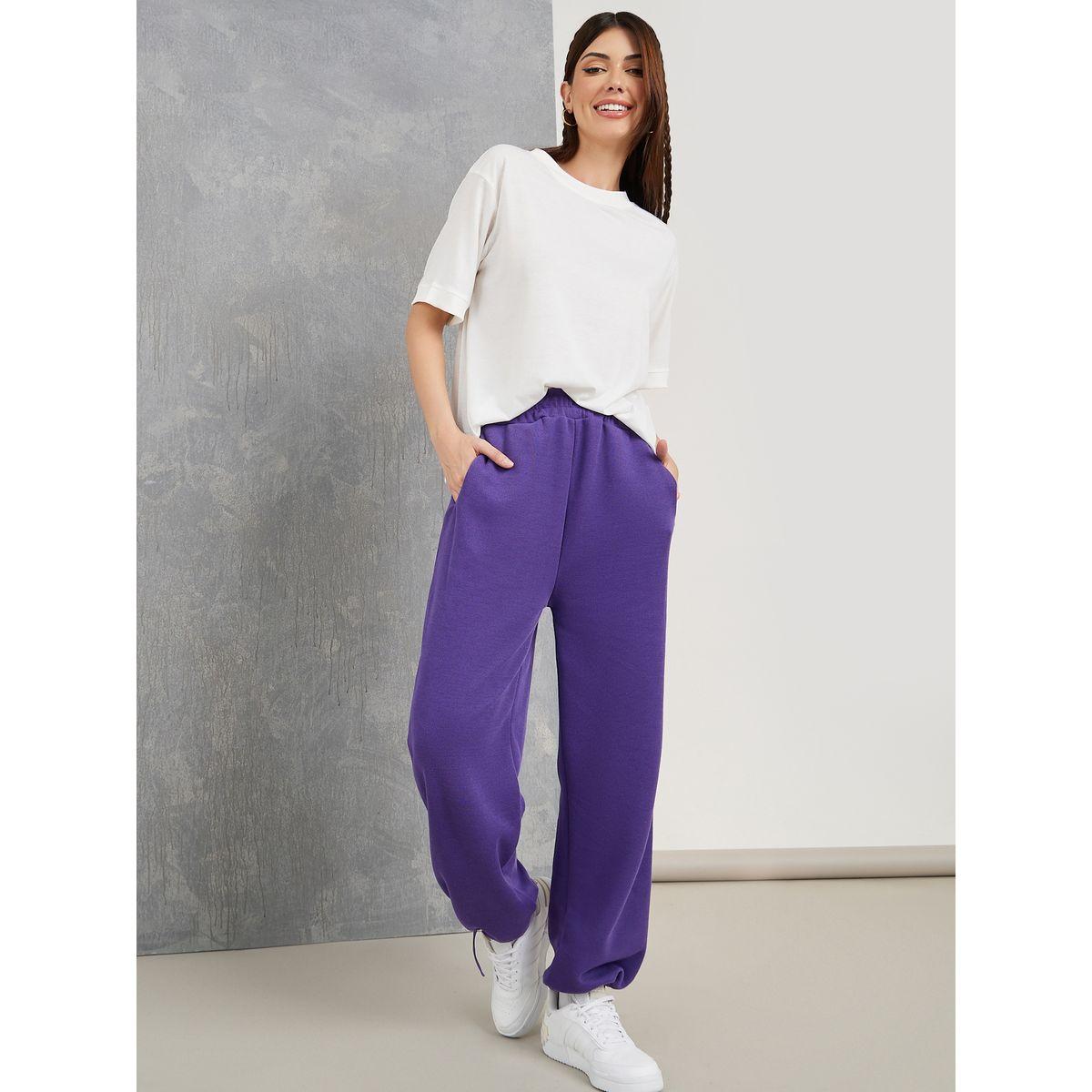 Styli Solid Relaxed Fit Drawstring Detail Pants-women-clothing-bottoms-trousers-image-1