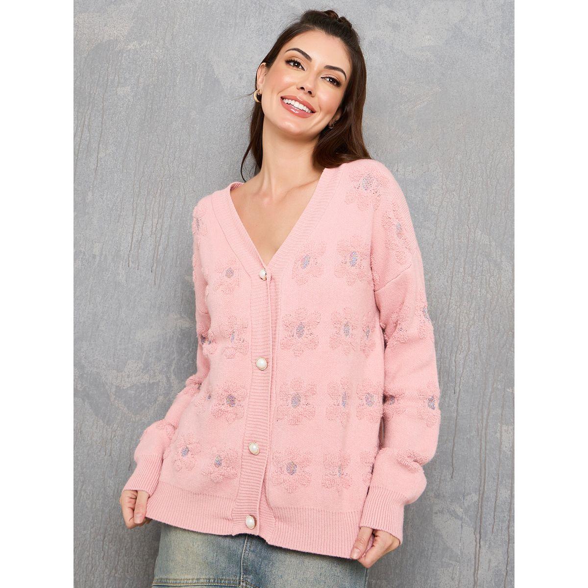 كارديجان مطبع بنمط زهور مع أزرار-women-winterwear-cardigansandjumpers-cardigans-image-5