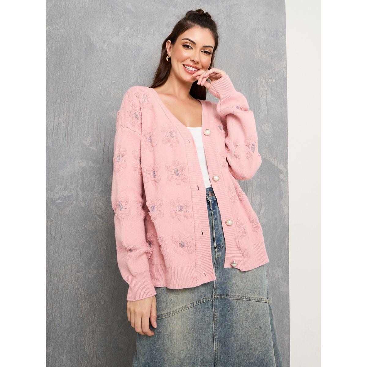 كارديجان مطبع بنمط زهور مع أزرار-women-winterwear-cardigansandjumpers-cardigans-image-3