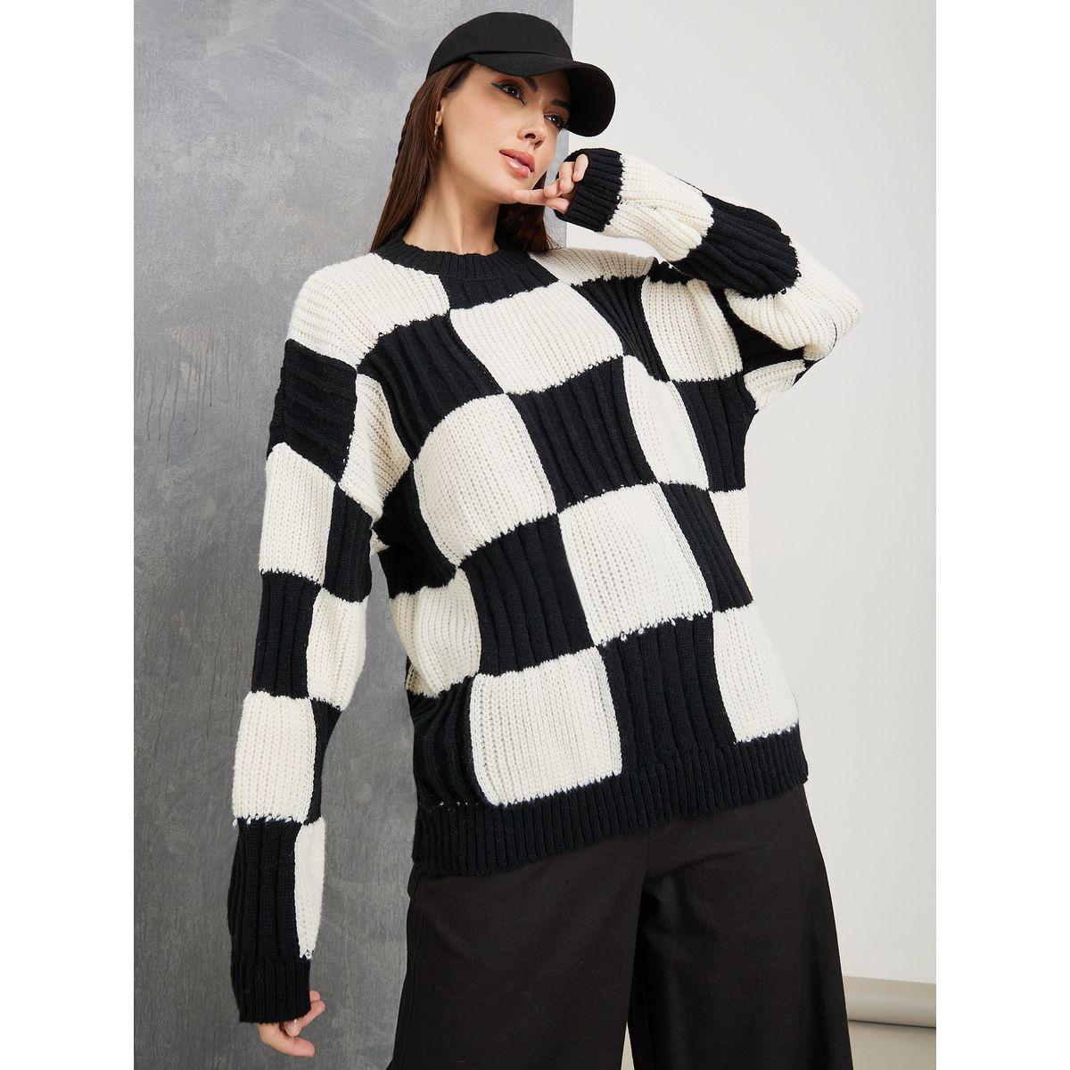 أفرول واسع بطبعة كاروهات-women-clothing-cardigansandjumpers-jumpers-image-1