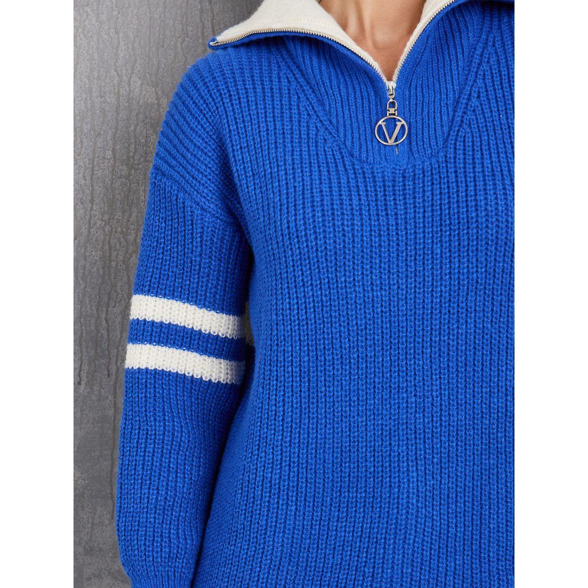 Styli Half Zip Striped Panel Longline Sweater-women-clothing-cardigansandjumpers-jumpers-image-3