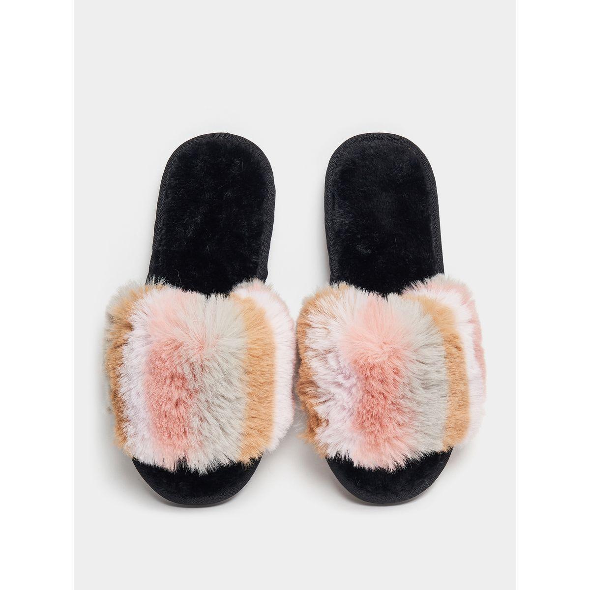 Multicolor best sale fur slippers