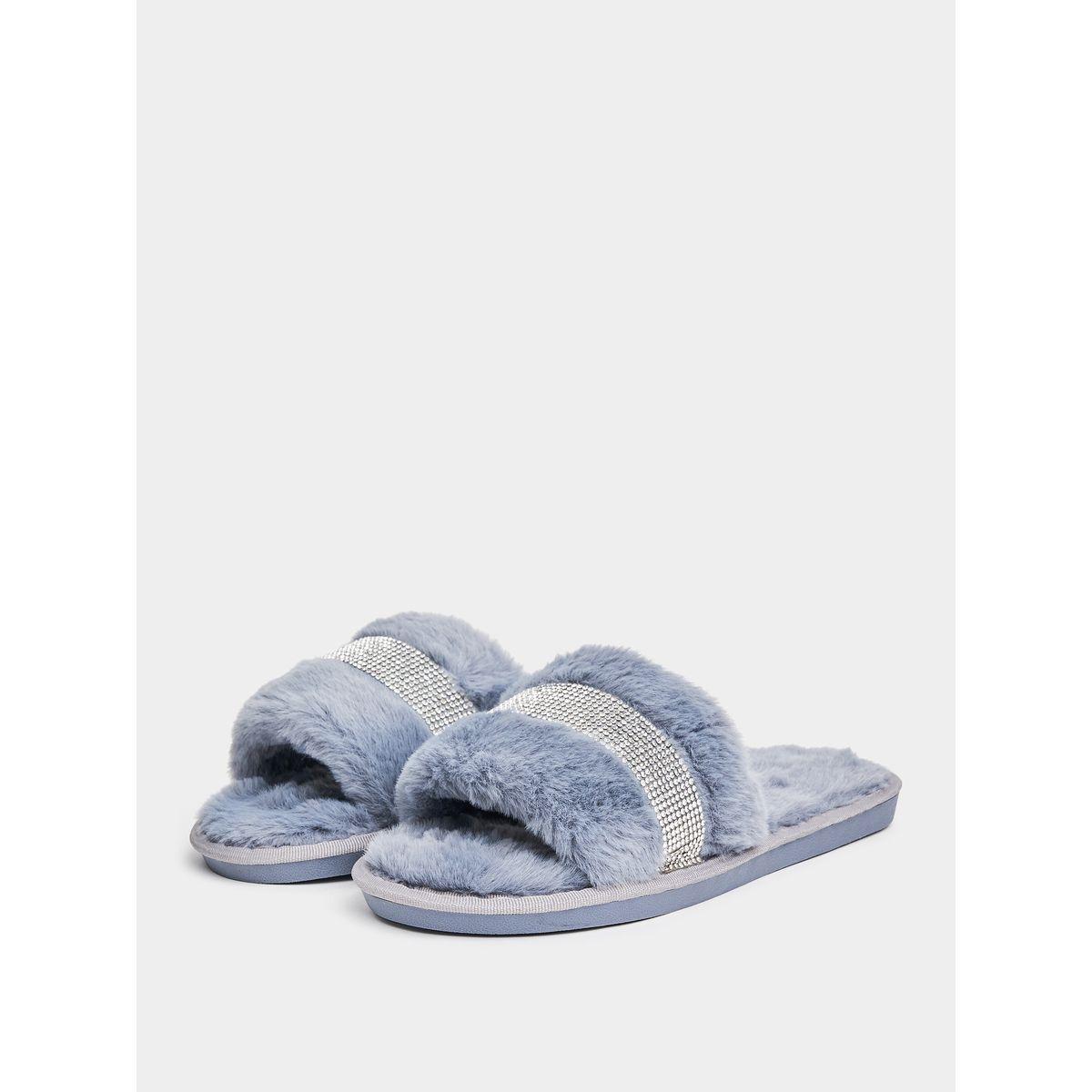 Styli Sparkle Banded Strap Fluff Bedroom Slippers-women-shoes-bedroomslippers-image-2