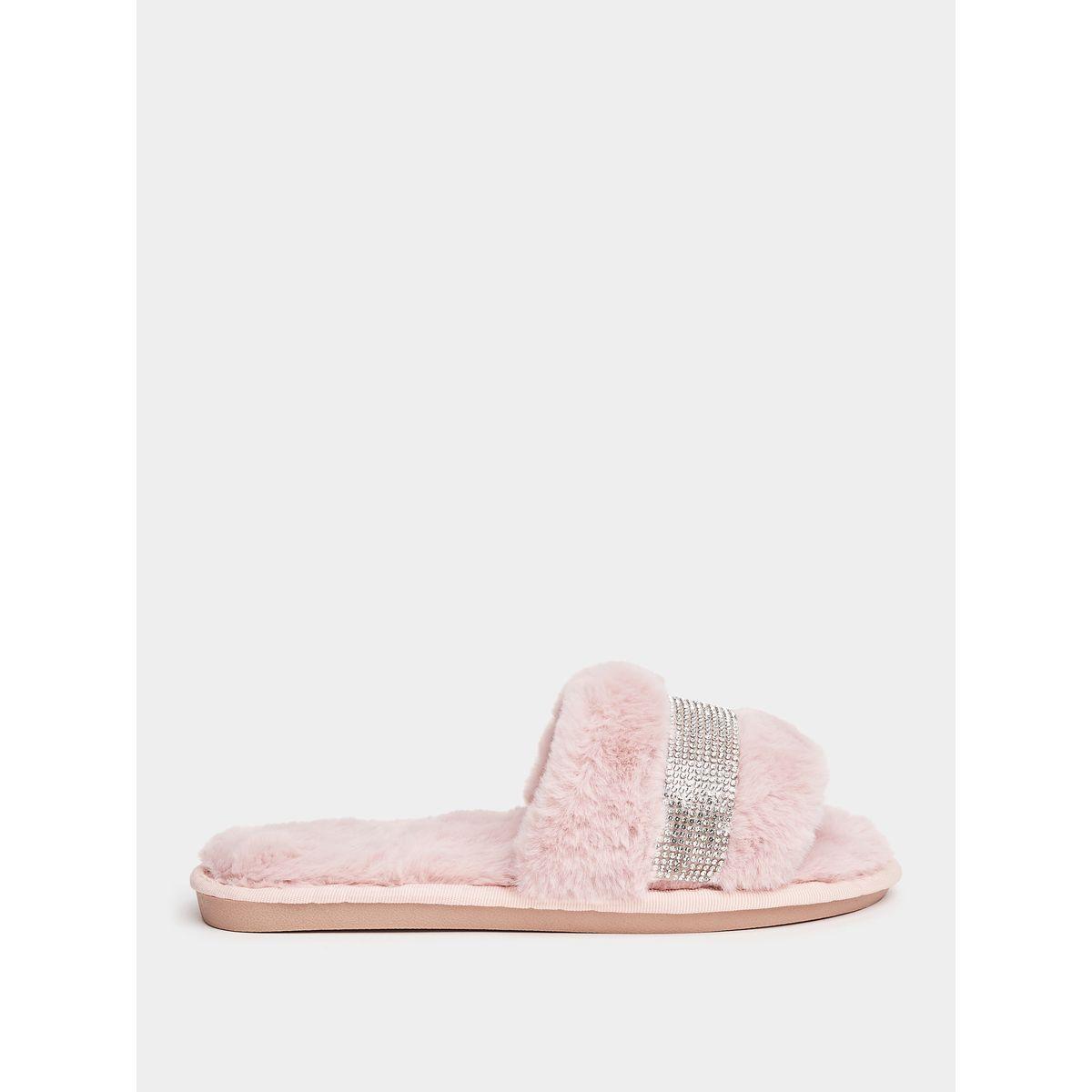 Styli Sparkle Banded Strap Fluff Bedroom Slippers-women-shoes-bedroomslippers-image-1