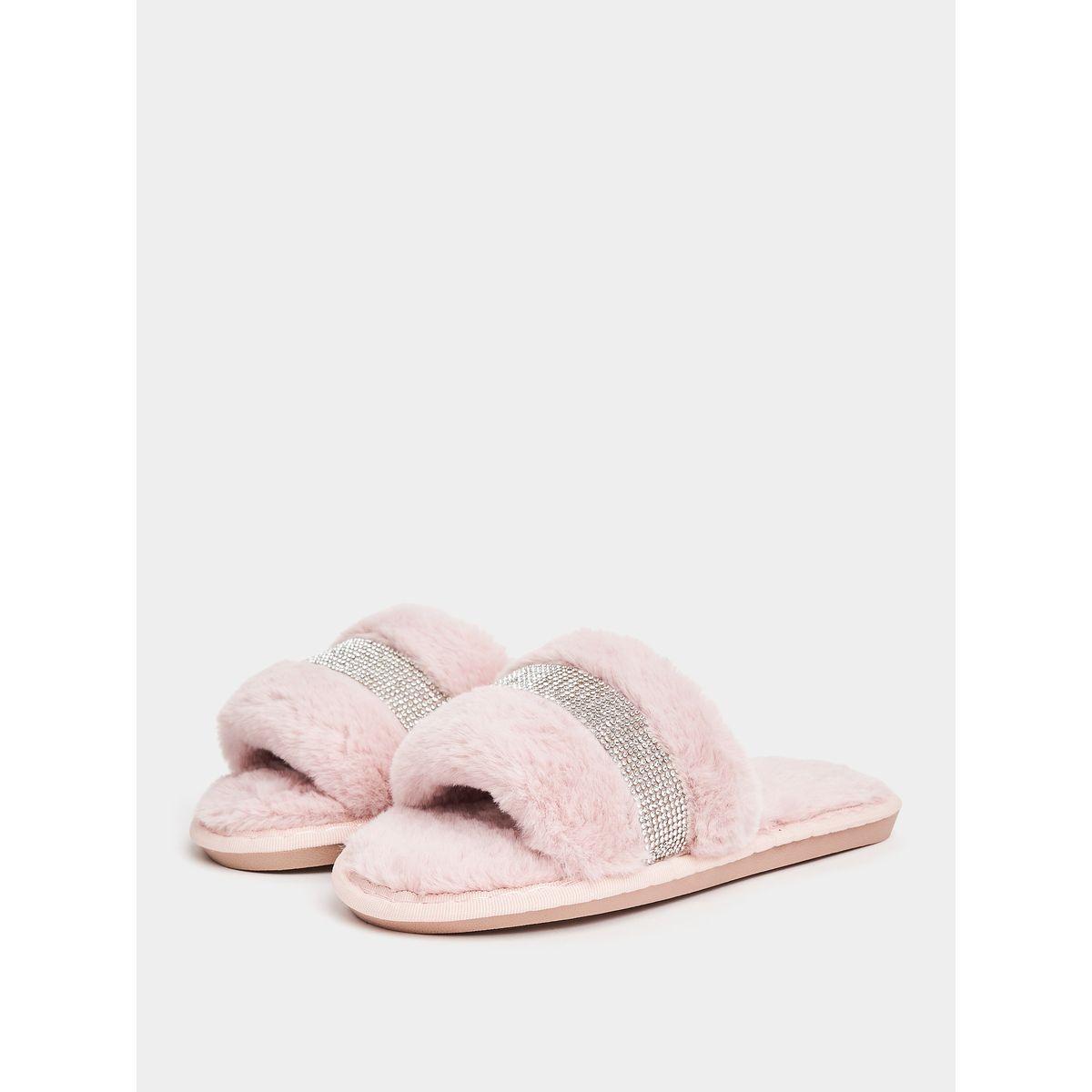 Styli Sparkle Banded Strap Fluff Bedroom Slippers-women-shoes-bedroomslippers-image-2