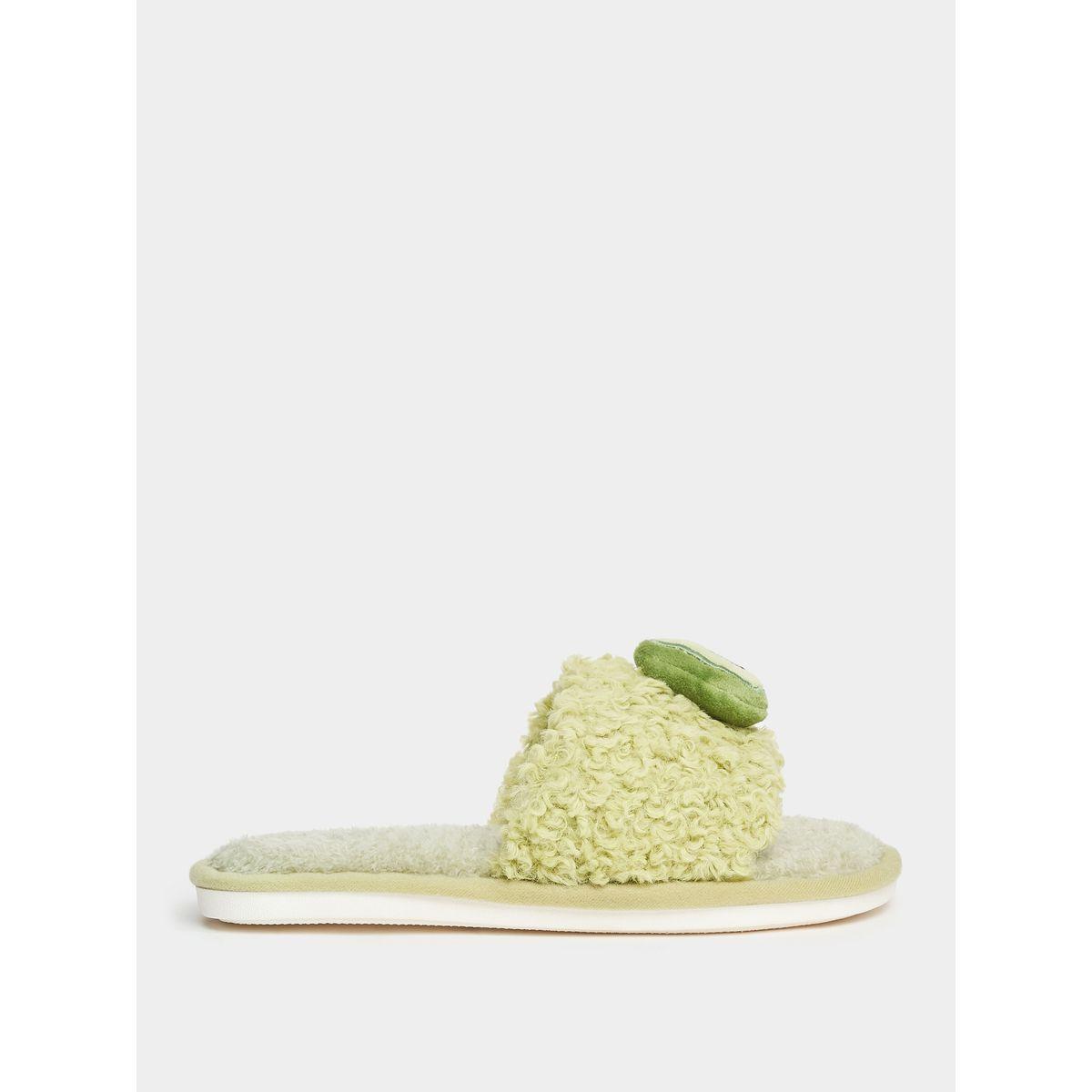 Styli Avocado Applique Fluff Bedroom Slippers-women-shoes-bedroomslippers-image-2