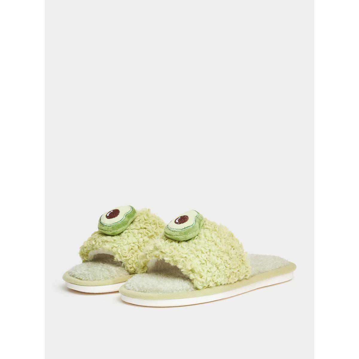 Styli Avocado Applique Fluff Bedroom Slippers-women-shoes-bedroomslippers-image-3