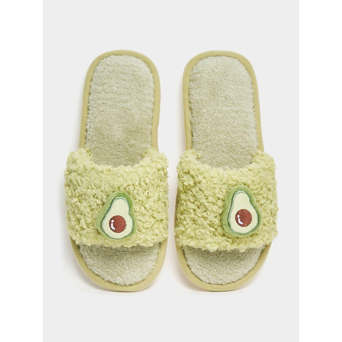 Styli Avocado Applique Fluff Bedroom Slippers-women-shoes-bedroomslippers-image-6
