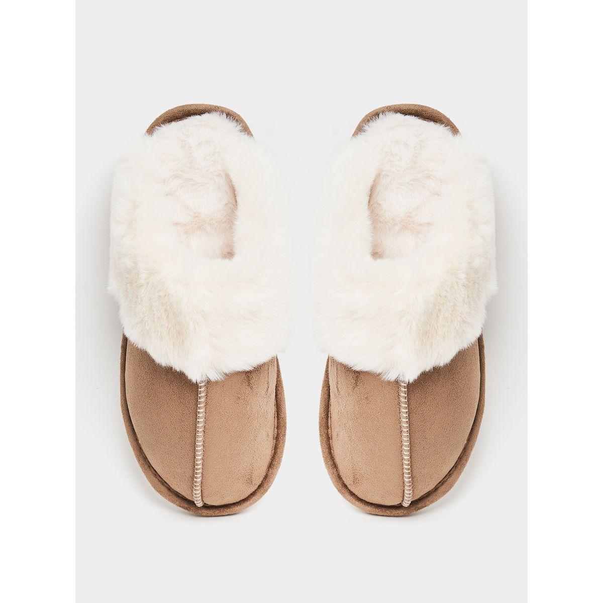 Styli Suede-Look Outer with Fluff Inner Bedroom Slippers-women-shoes-bedroomslippers-image-4