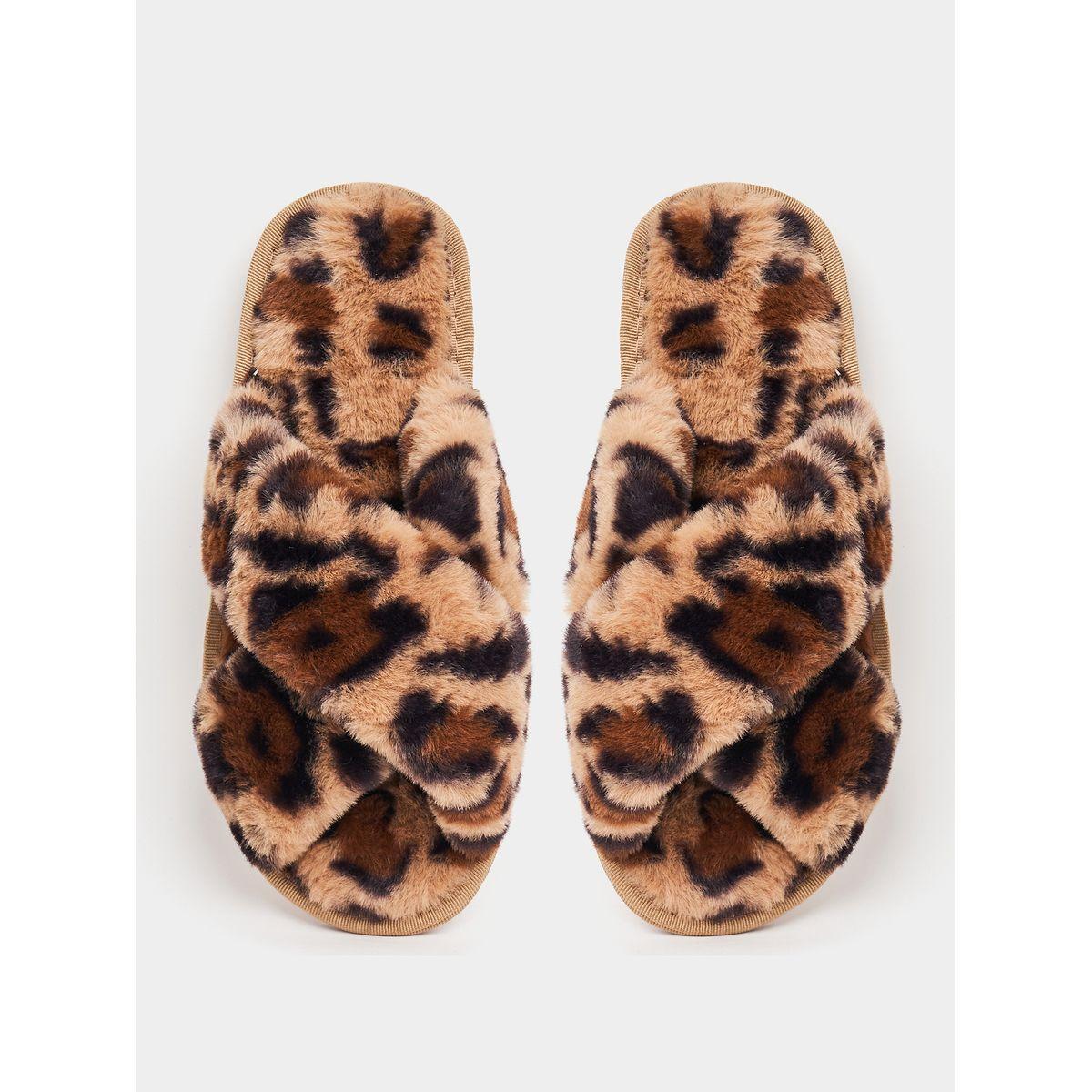 Styli Cross Strap Animal Print Bedroom Slippers-women-shoes-bedroomslippers-image-4
