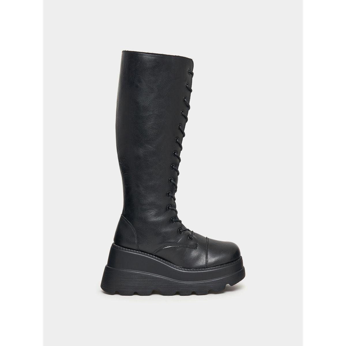 Styli Chunky Sole Calf Length Lace Up Boot-women-shoes-boots-image-2