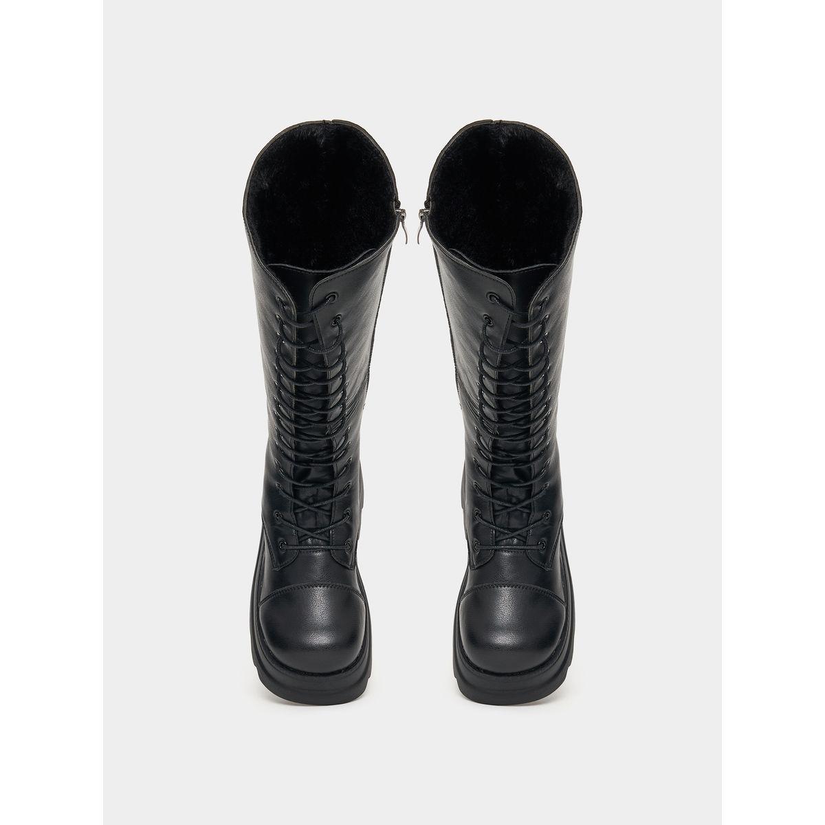 Styli Chunky Sole Calf Length Lace Up Boot-women-shoes-boots-image-5