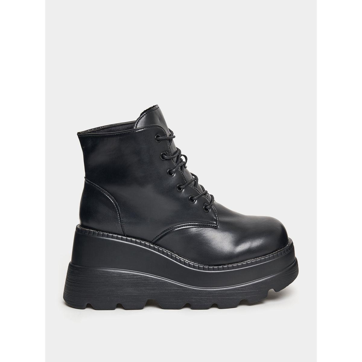 Styli Chunky Flatform Ankle Length Lace Up Boots-women-shoes-boots-image-2