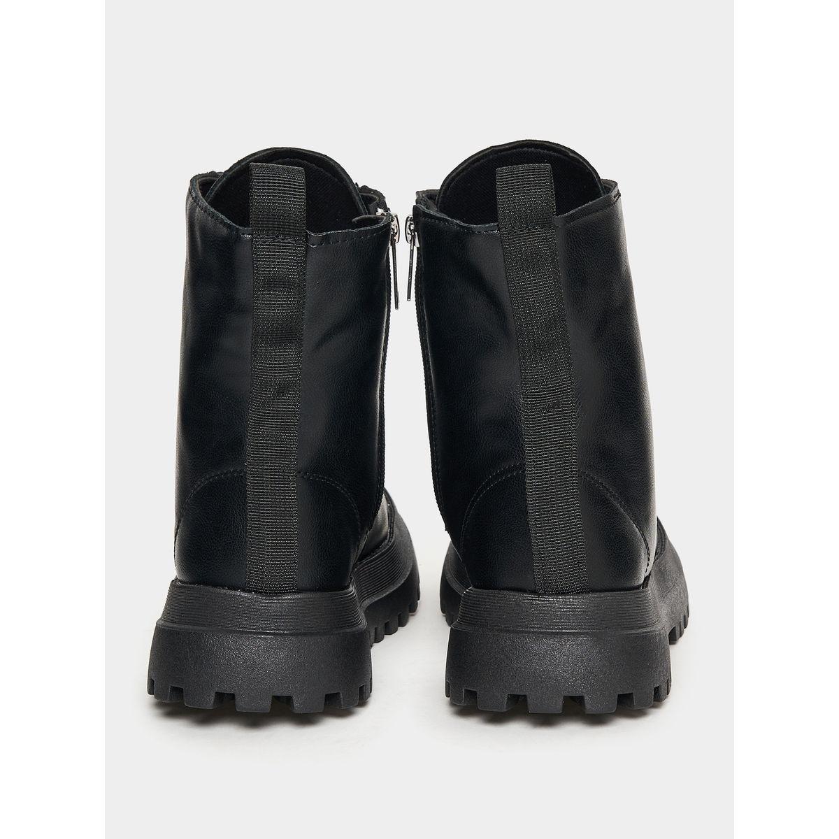 Styli Chunky Flat Ankle Length Lace Up Boots-women-shoes-boots-image-3