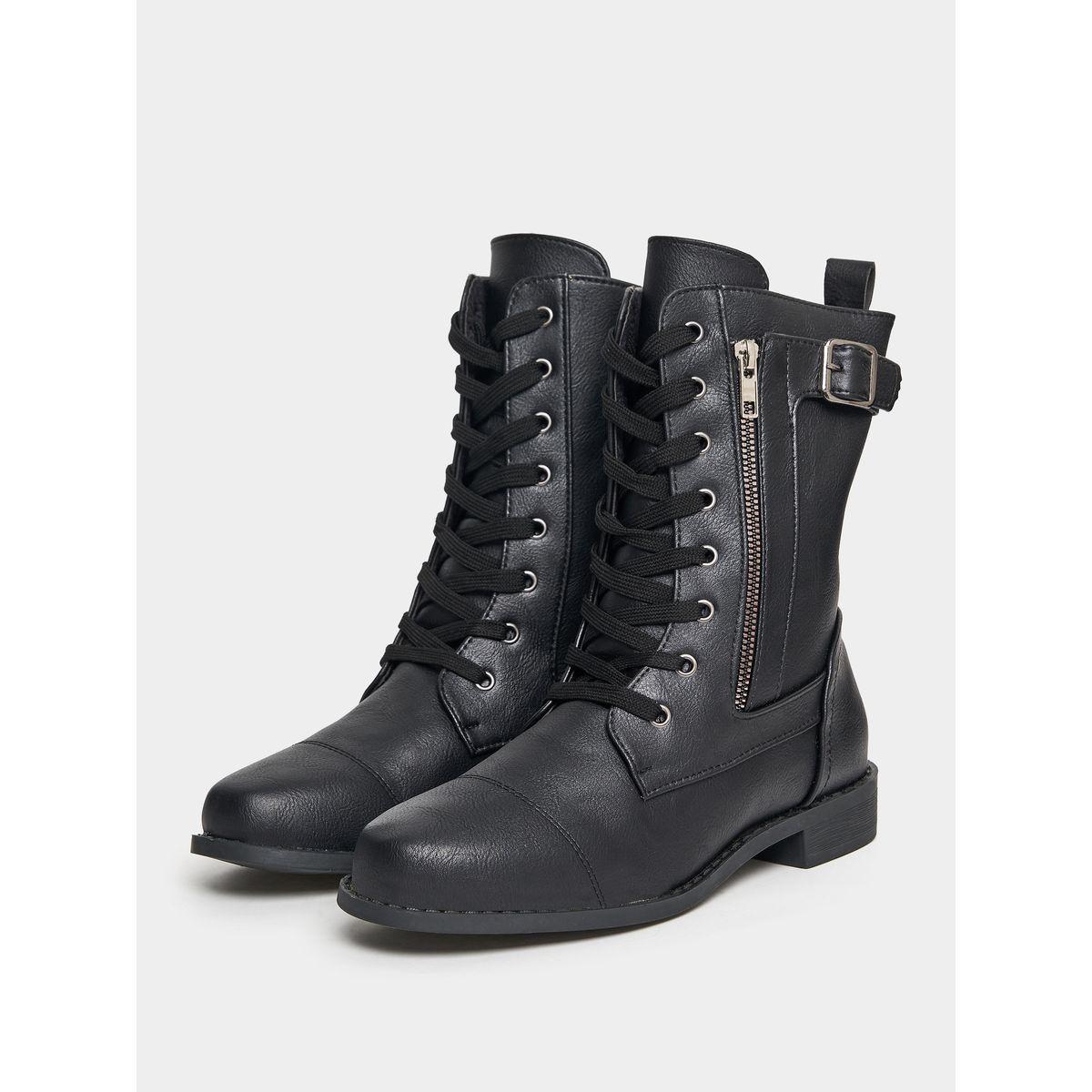 بوت مزين بسحاب غلق وأربطة-women-shoes-boots-image-2