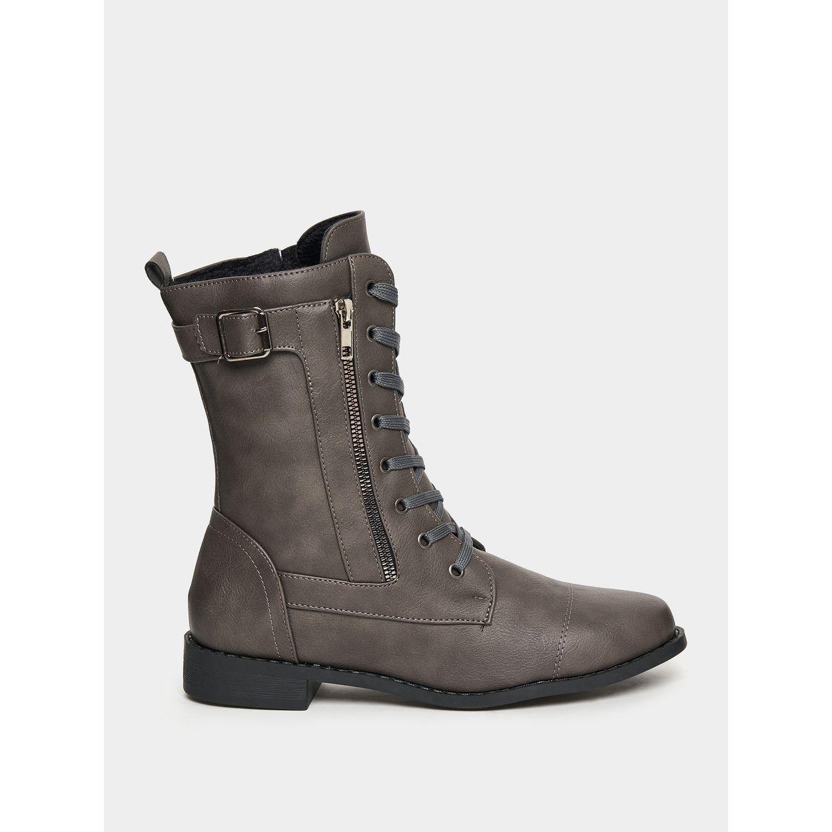 Styli Spliced Paneled Zip Up Western Boots-women-shoes-boots-image-1