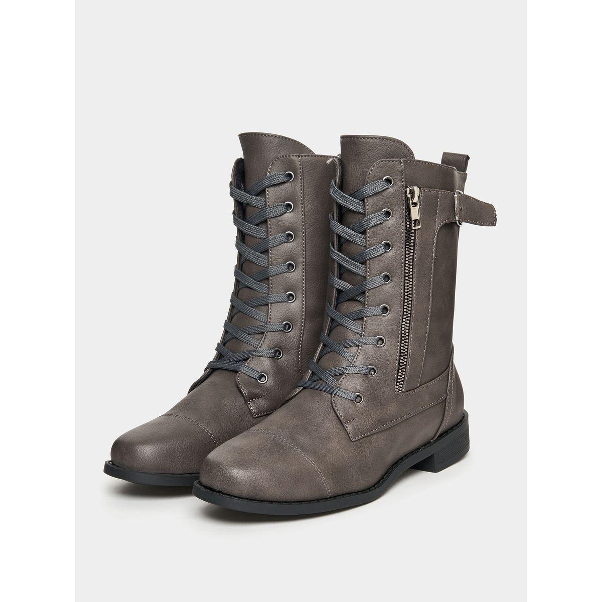 Styli Spliced Paneled Zip Up Western Boots-women-shoes-boots-image-2