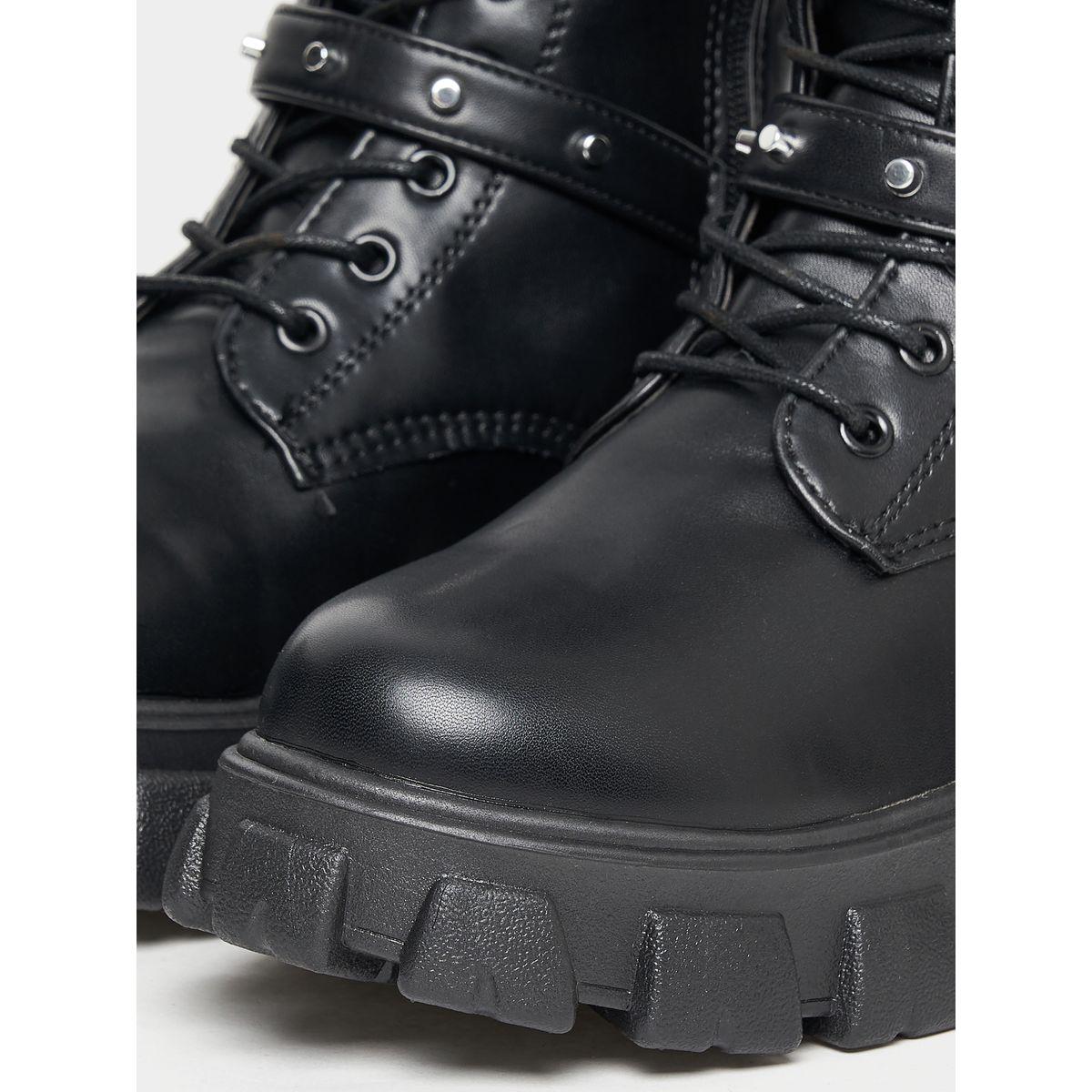 Styli Chunky Studded Buckle Strap Calf Boots-women-shoes-boots-image-5