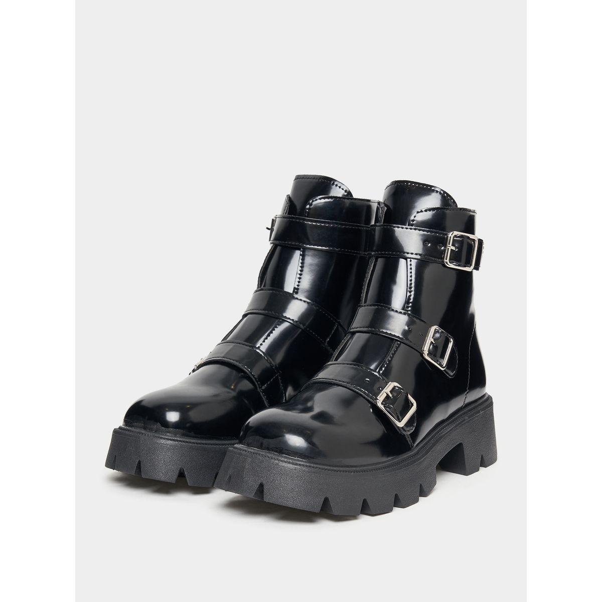 Styli Buckle Strap Zip Back Combat Boots-women-shoes-boots-image-2