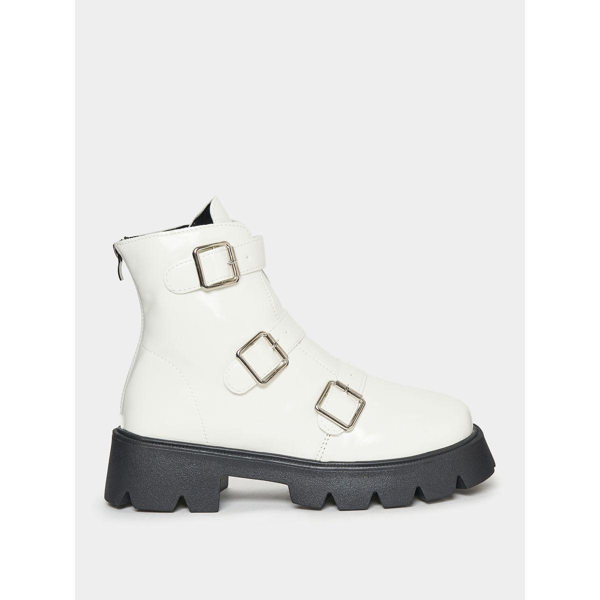 Styli Buckle Strap Zip Back Combat Boots-women-shoes-boots-image-2