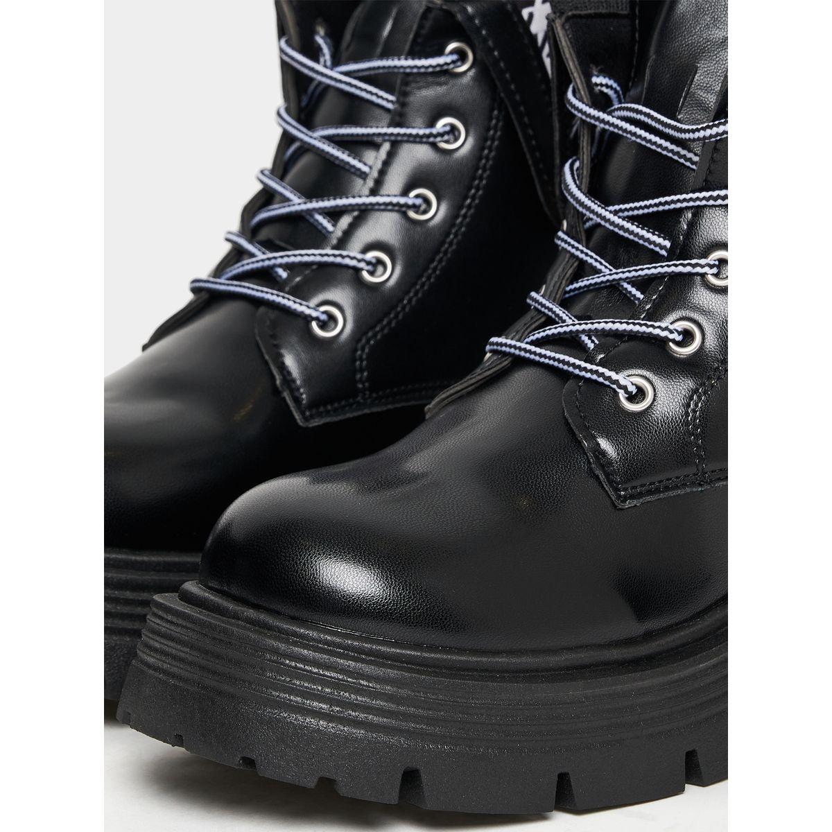 Styli Houndstooth Pattern Lace-up Combat Boots-women-shoes-boots-image-5