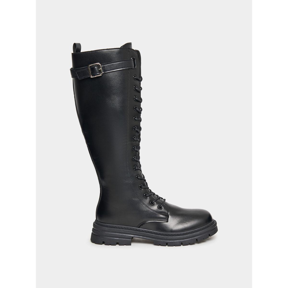 Styli Calf Lace Up And Buckle Combat Boots-women-shoes-boots-image-2