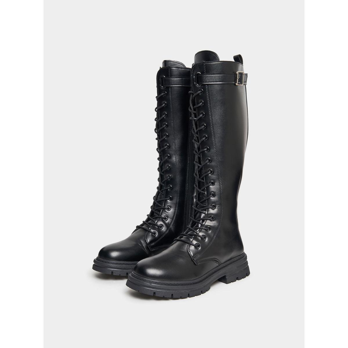 Styli Calf Lace Up And Buckle Combat Boots-women-shoes-boots-image-3
