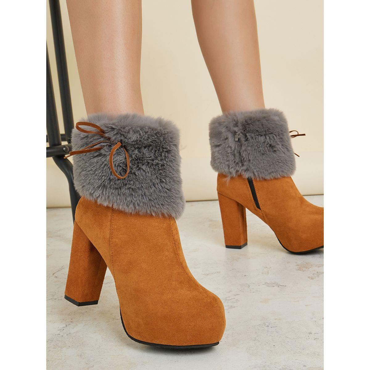 Styli Platform Fluff Cuff Ankle Boots-women-shoes-boots-image-1