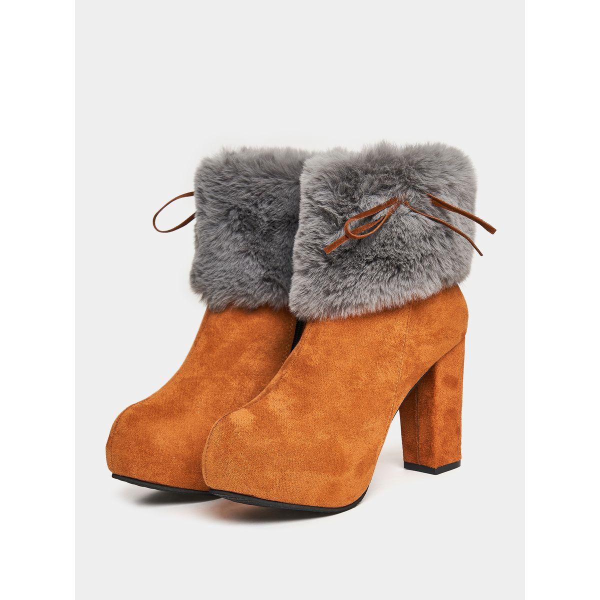 Styli Platform Fluff Cuff Ankle Boots-women-shoes-boots-image-3
