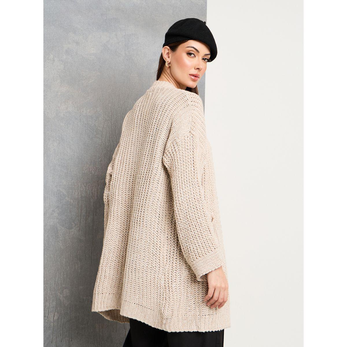 كارديجان محبوك سادة مع جيوب-women-winterwear-cardigansandjumpers-cardigans-image-4
