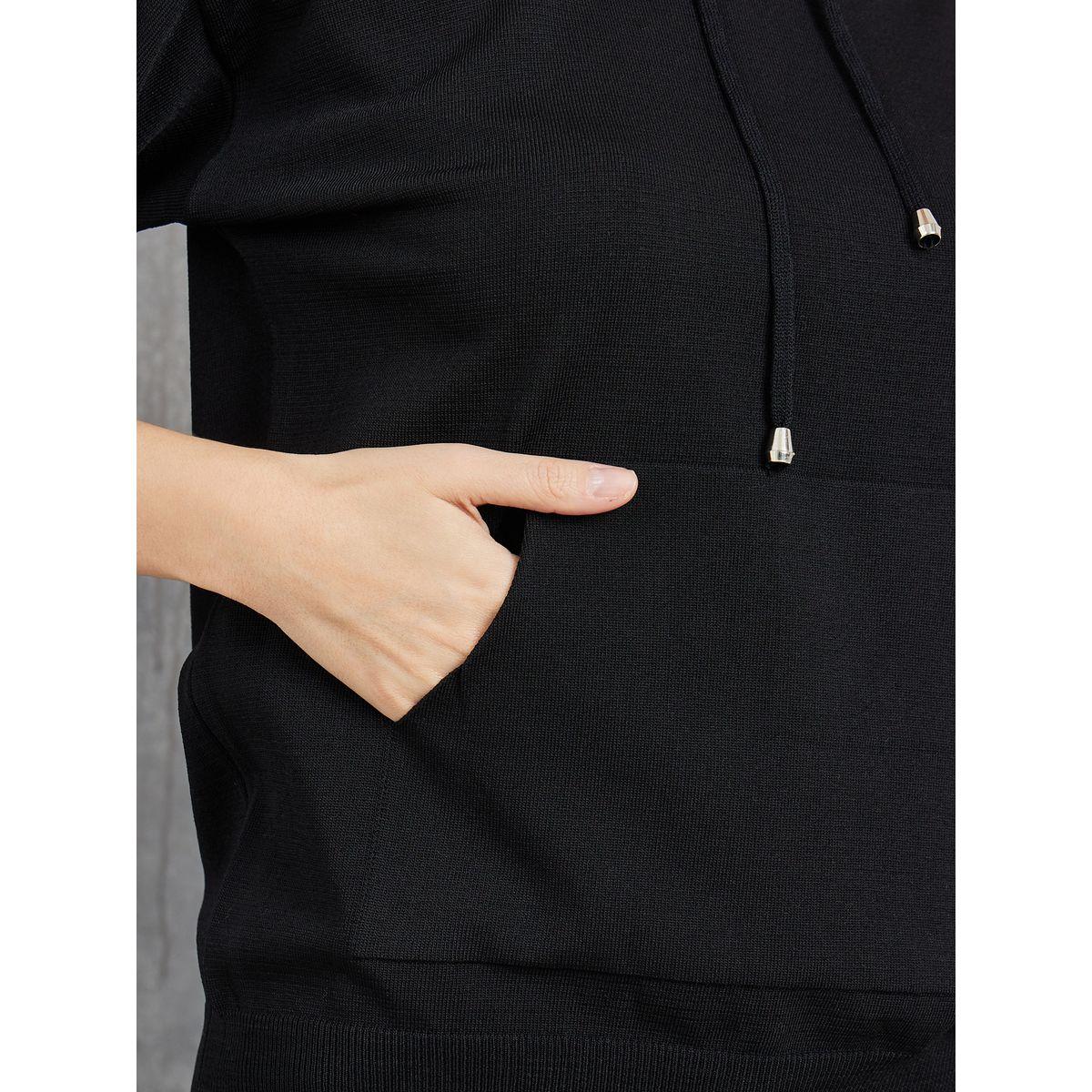 Styli Solid Regular Fit Knit Hoodie Top-women-clothing-shirtsandblouses-blouses-image-4