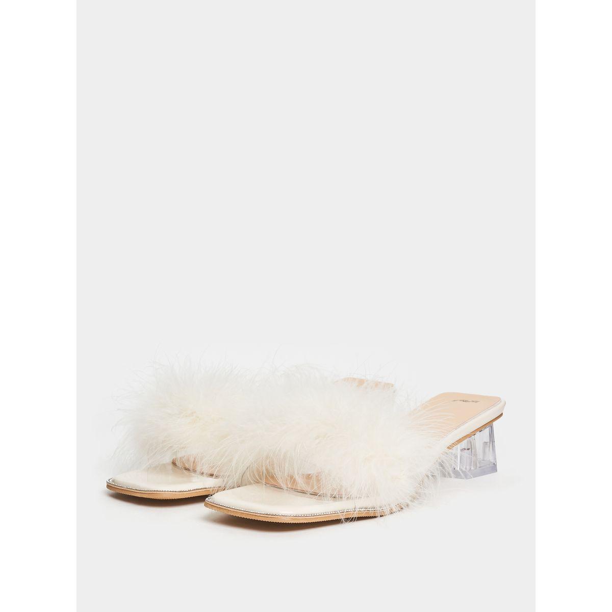 Styli Fluff Strap Block Heel Sandals-women-shoes-heels-image-3