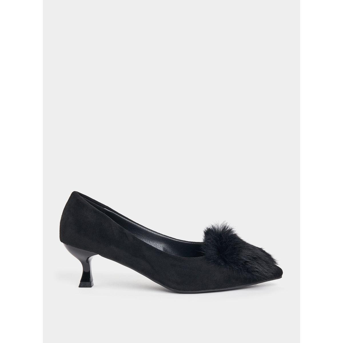 Styli Faux Fur Detail Pointed Toe Pumps-women-shoes-heels-image-1