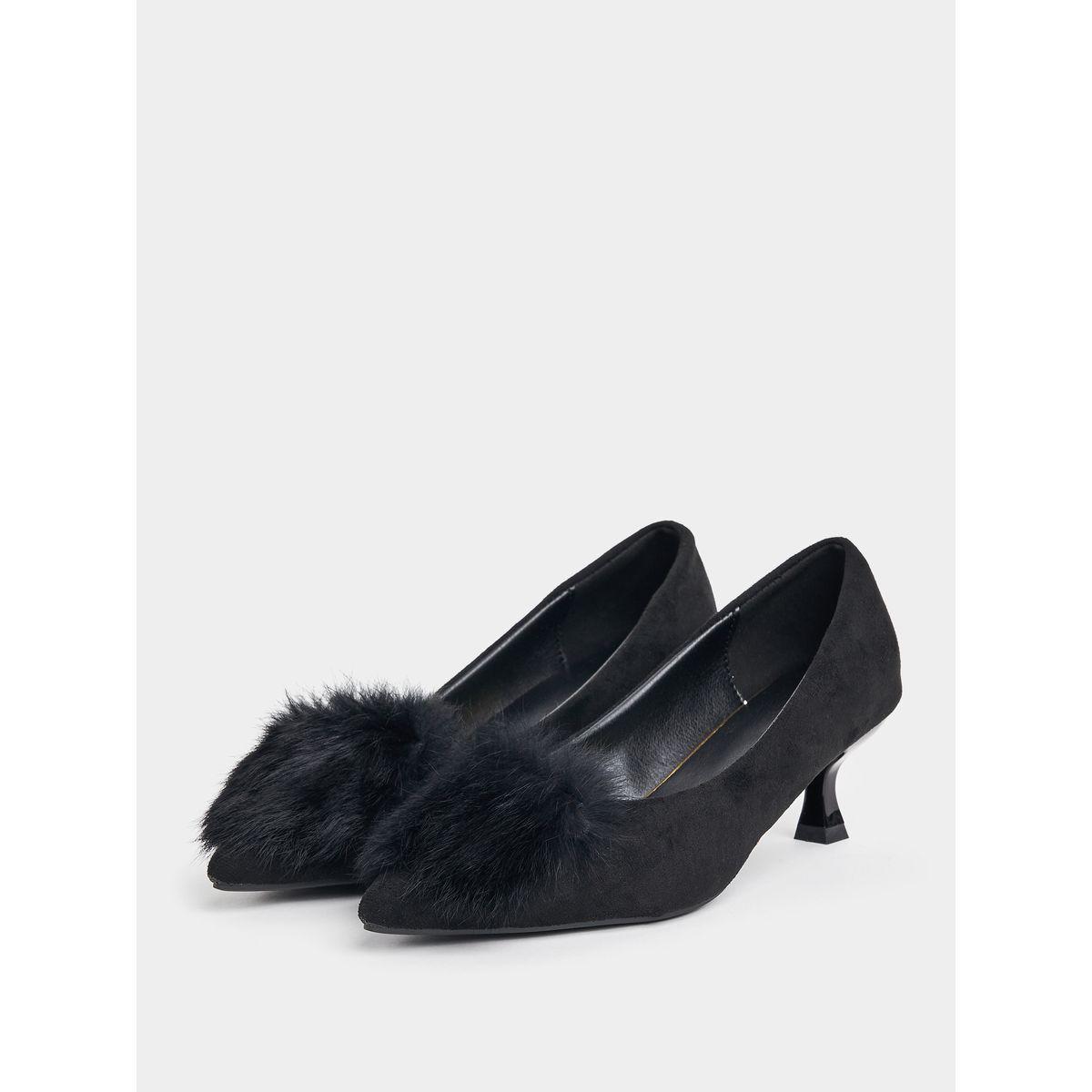 Styli Faux Fur Detail Pointed Toe Pumps-women-shoes-heels-image-2