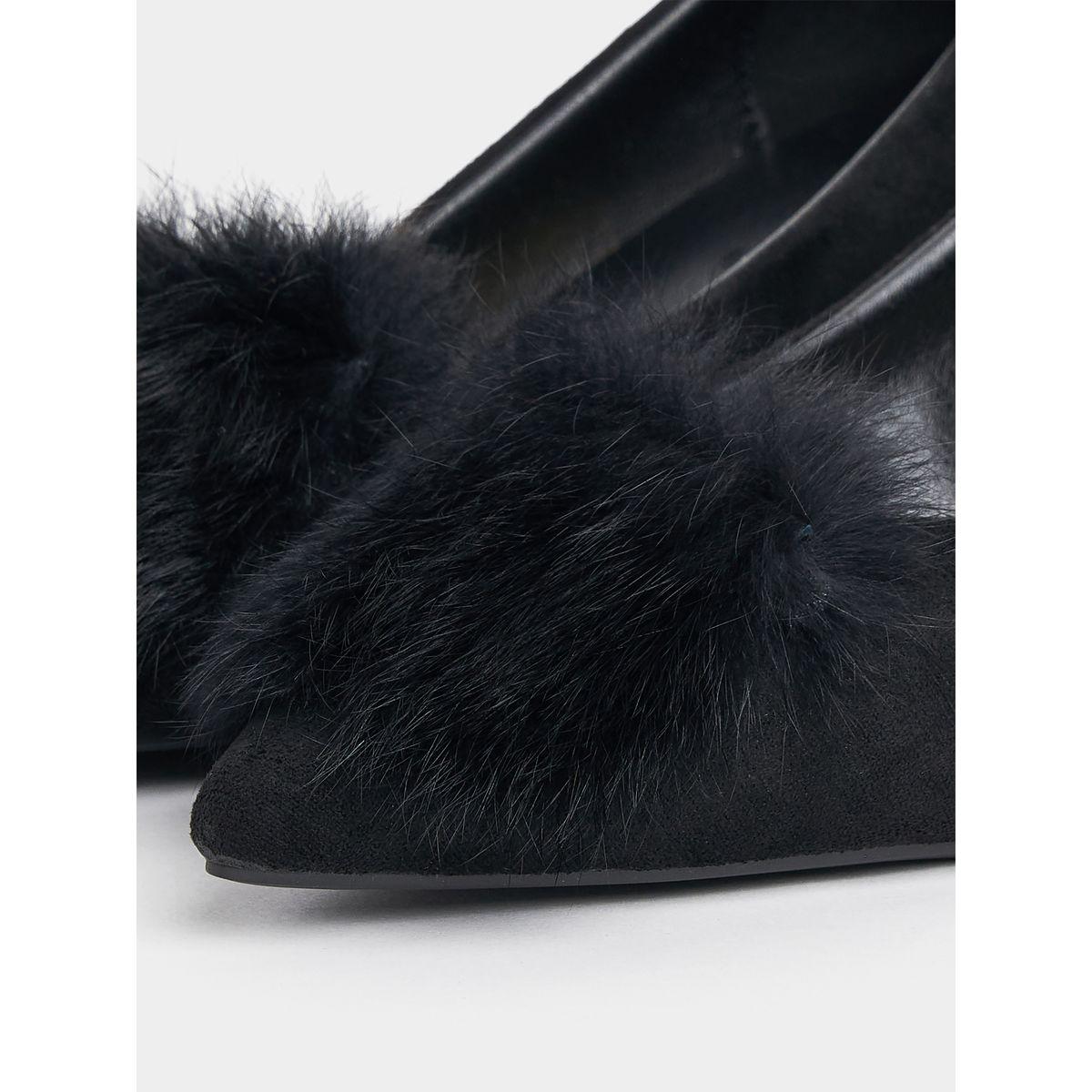Styli Faux Fur Detail Pointed Toe Pumps-women-shoes-heels-image-5