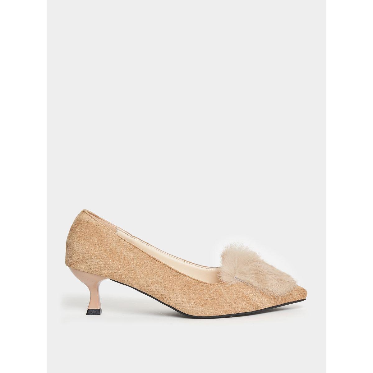 حذاء بكعب منخفض مع فرو صناعي-women-shoes-heels-image-1