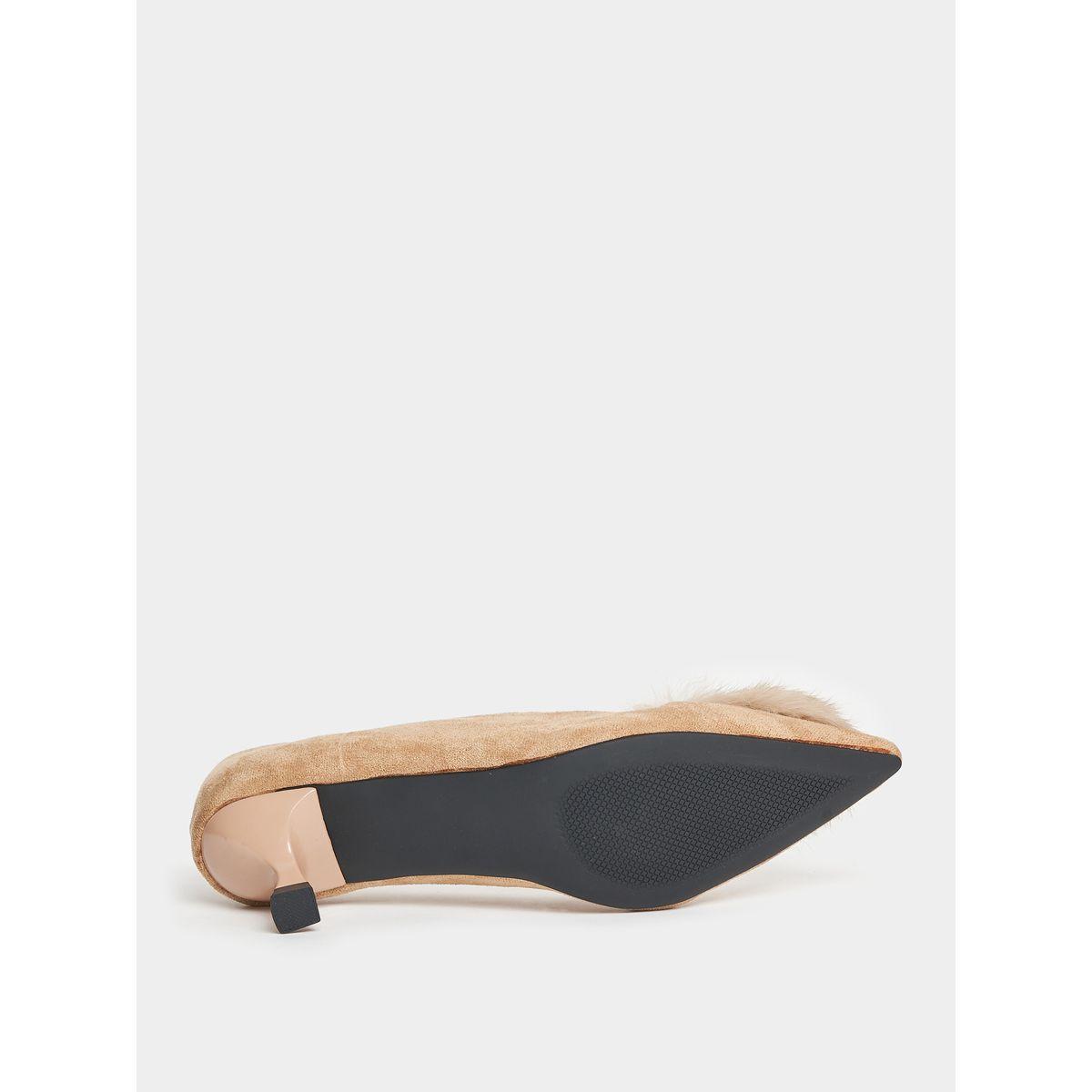 Styli Faux Fur Detail Pointed Toe Pumps-women-shoes-heels-image-6