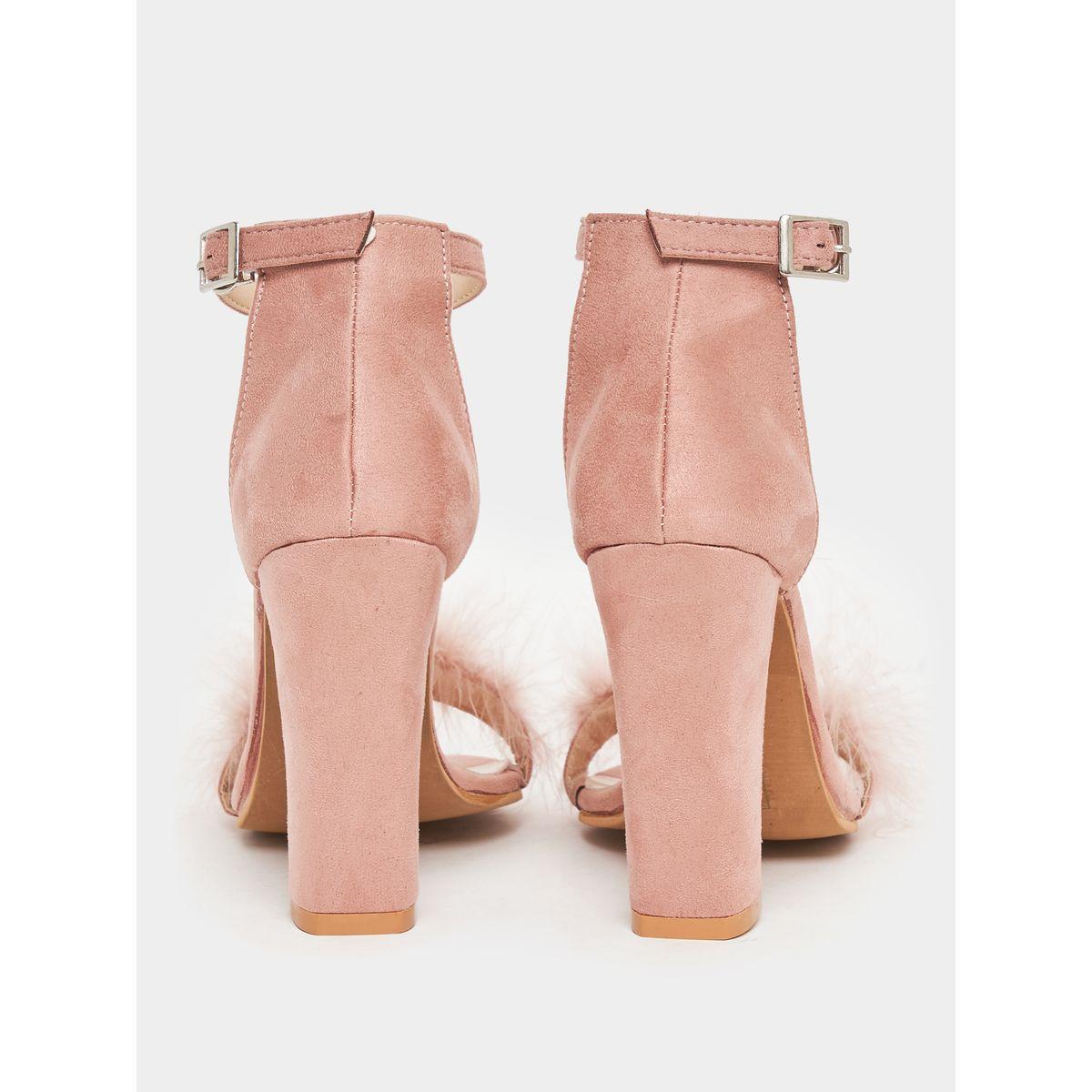Styli Faux Fur Ankle Strap Block Heel Sandals-women-shoes-heels-image-4